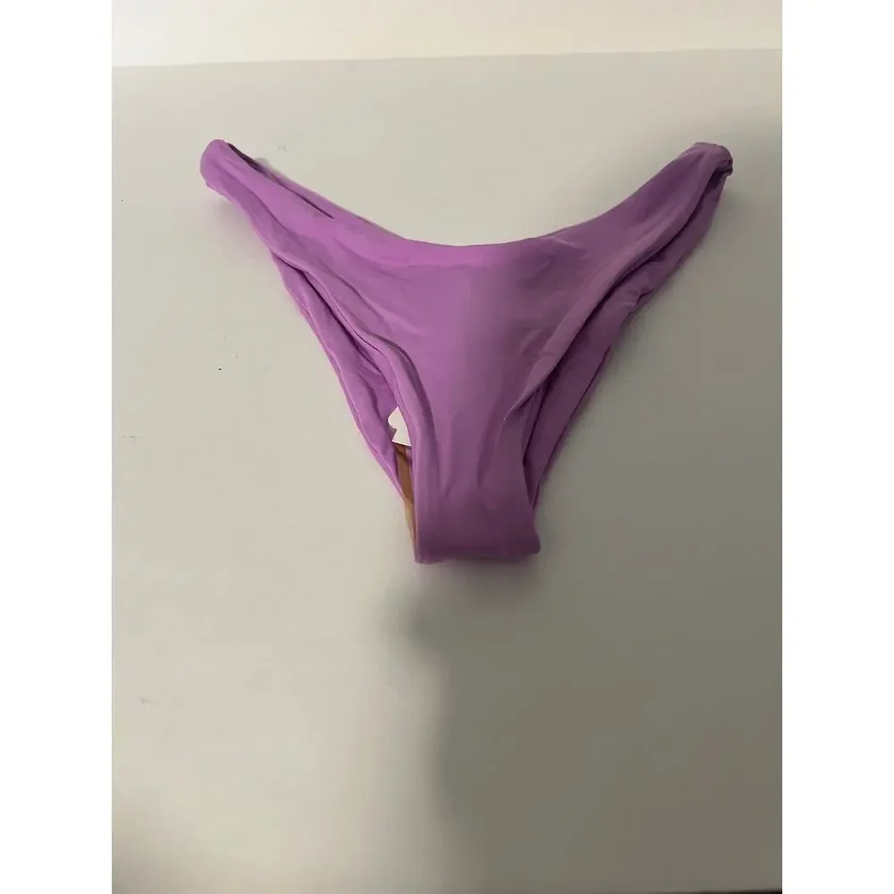 NWT L*Space Women's Cabana Bitsy Bikini Swim Bottom High Leg Jewel Purple Size S